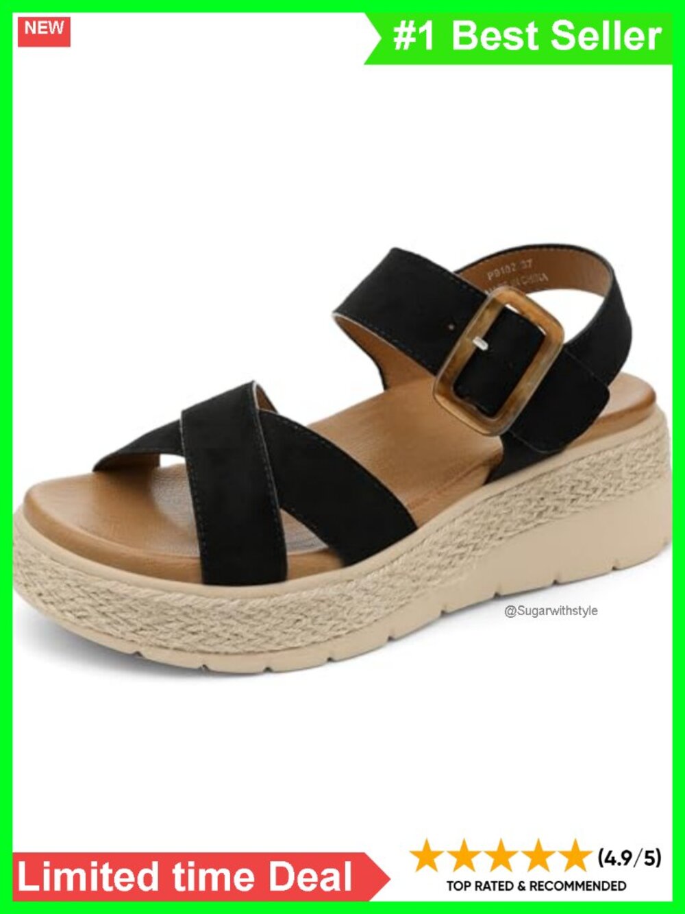 Platform Sandals Low Wedge Espadrille Orthopedic Arch Support